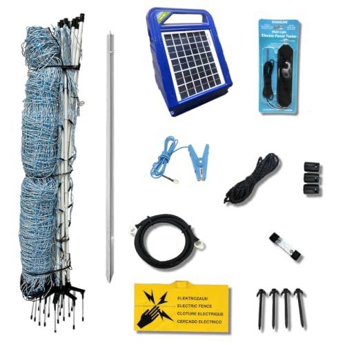 35"x164' Electric Netting All-in-One Solar Kit for Goats, Sheep, Gardens, Beehives, Dogs, and More for Backyards, Homesteads, Farms and Ranches