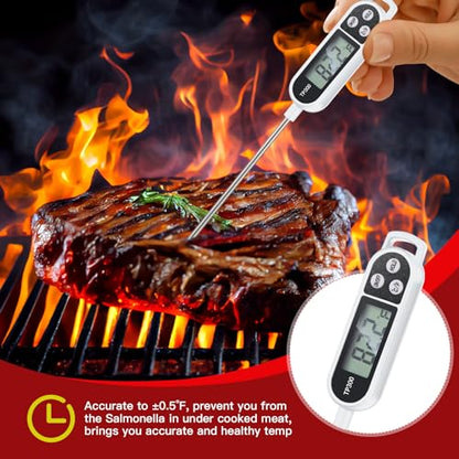 Copkim 6 Pcs Food Thermometer Instant Read Probe BBQ,White | Waterproof Stainless Probe, Accurate Temperature Reading, Meat Grilling Baking Water Milk Yogurt Cooking Kitchen BBQ - color: White