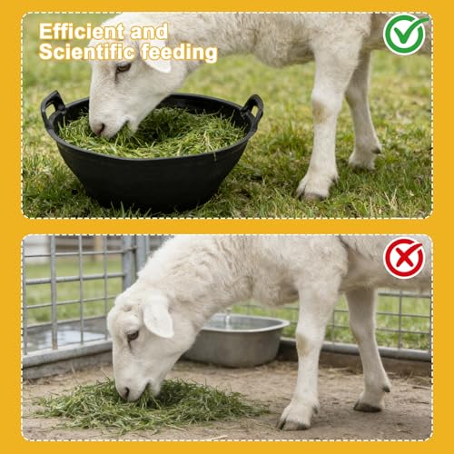 4Pcs Rubber and Plastic Feed Pan with Handle, 3 Gallon / 12 Quart