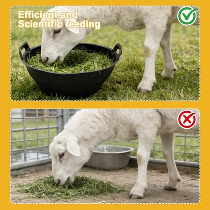 4Pcs Rubber and Plastic Feed Pan with Handle, 3 Gallon / 12 Quart