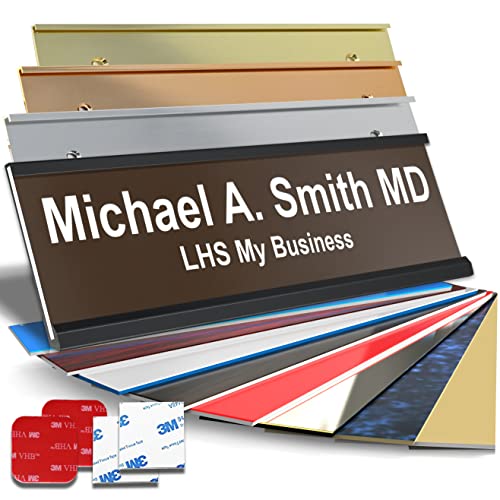 Custom Office Door Name Plate, Wall Sign Brown with White Letters, 2x6 | Mounting Included 10+ Options, Desk, Wall, Cubicle & Door Nameplate Holders, 3M Adhesive, Hanging, Personalized & Made in USA - color: B5 - Brown & White, size: 2x6 Sign & Backing Ch