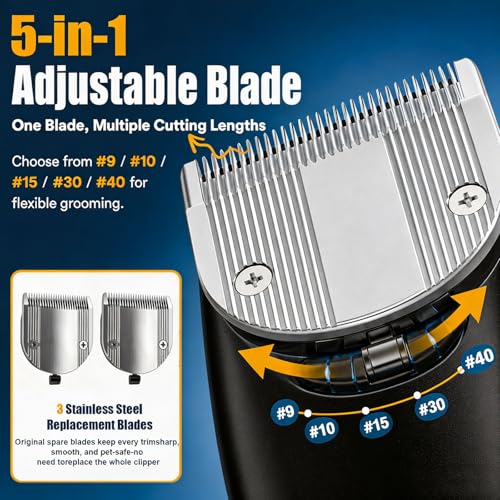 Professional Dog Grooming Clippers, Cordless Pet Hair Clipper - color: Black