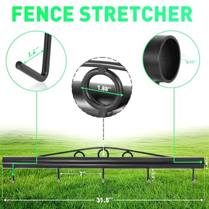 Livestock Chain Link Fence Stretcher Puller, 5-Hook Bar, Black | Chain-link fencing pulling tool with 2 extra chain link for reinforced tension stability, fits fence building & repair work