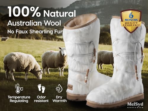 100% Sheepskin Lined Fur Boots Women: Removable Arch Support Insole - color: Arch-knee High-white, size: 7