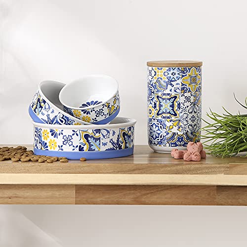 Bone Dry Ceramic Pet Collection Portuguese, Treat Canister, 4x6.5, Azulejos Tile - color: Azulejos Tile, size: 4x6.5"