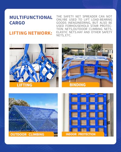 4.92' x 4.92' Heavy Duty Cargo Lifting Net, Blue - color: Blue, size: 4.92'X4.92'