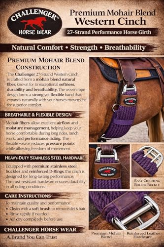 Western 27 Strand Double Weave Purple Mohair Roper Cinch 97RT07PP - size: 26"