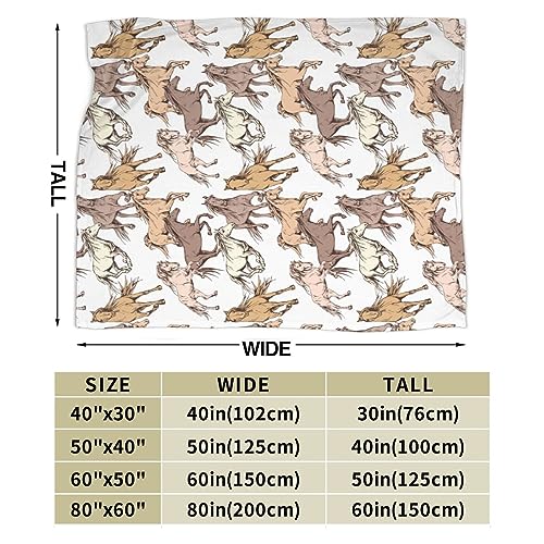 Horse Soft Blanket All Season Fuzzy Throw Warm Lightweight Blanket Fleece Throws Flannel Blankets for Bed Sofa Couch Travel Home Living Room Decor 50"X60"