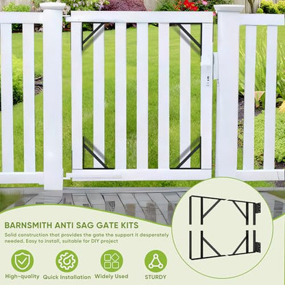 BarnSmith Heavy Duty Anti-Sag Gate Hardware Kit - Steel Brackets with Welded Hinges for Wooden Fence, Driveway, Corral Gates - Fence Gate Kit, Gate Hinges (Door Not Included)