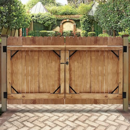 Mofeez Fence Gate Kit Iron Gate Hardware with Gate Latch for Wooden Fences Shed Doors Heavy Duty Anti Sag Gate Corner Brace Bracket (2 Sets) - size: 2set