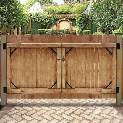 Mofeez Fence Gate Kit Iron Gate Hardware with Gate Latch for Wooden Fences Shed Doors Heavy Duty Anti Sag Gate Corner Brace Bracket (2 Sets) - size: 2set