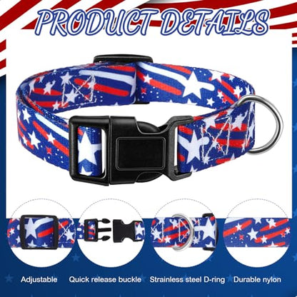 2 Pack Patriotic Goat Collars with Bells, Red White Blue Pattern for Lambs - style: Independence Day