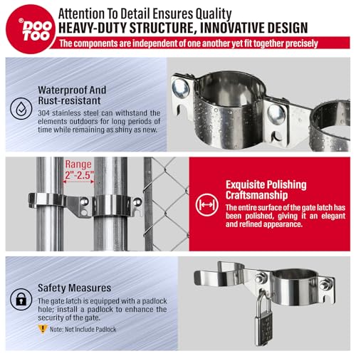 Stainless Steel 2-3/8" x 1-7/8" Chain Link Gate Latch （Fit 2-3/8" Gate Frame）, Heavy Duty Chain Link Fence Gate Fork Latch with Hole for Padlock 1Pack - color: 2-3/8"x1-7/8"