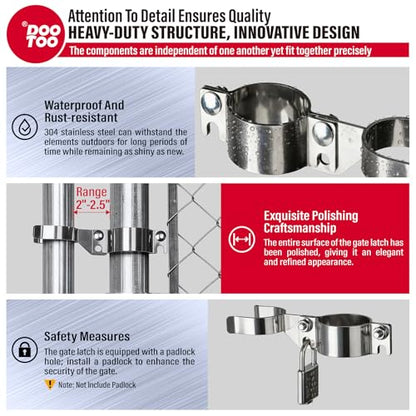 Stainless Steel 2-3/8" x 1-7/8" Chain Link Gate Latch （Fit 2-3/8" Gate Frame）, Heavy Duty Chain Link Fence Gate Fork Latch with Hole for Padlock 1Pack - color: 2-3/8"x1-7/8"