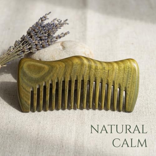 Green Sandalwood Wide Tooth Comb: Anti-Static Scalp Imperial Crown