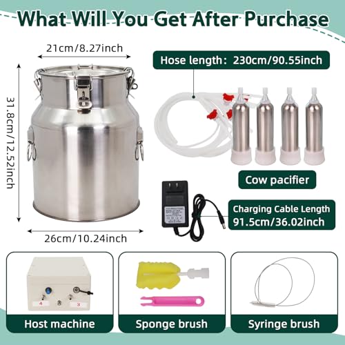 14L High Power Cow Milking Machine Portable Rechargeable Pulse & Vacuum - size: 14L High Power Cow Electric Milker