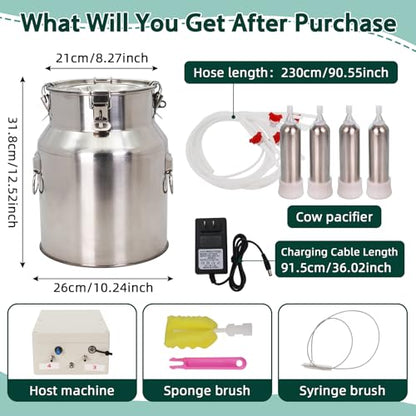 14L High Power Cow Milking Machine Portable Rechargeable Pulse & Vacuum - size: 14L High Power Cow Electric Milker