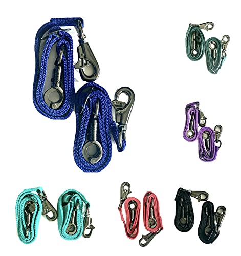 Majestic Ally Pack of 2, Double Thick Trailer Tie for Horse Haulage with Adjustable Buckle, Panic Snap and Bull Snap – 1 Inch by 36 Inch (Royal Blue) - color: Royal Blue