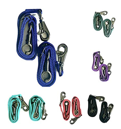 Majestic Ally Pack of 2, Double Thick Trailer Tie for Horse Haulage with Adjustable Buckle, Panic Snap and Bull Snap – 1 Inch by 36 Inch (Royal Blue) - color: Royal Blue