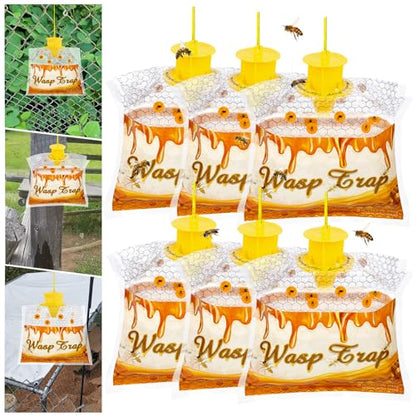 6 Pack Disposable Wasp Traps Outdoor Hanging Bags - size: 6 Pack
