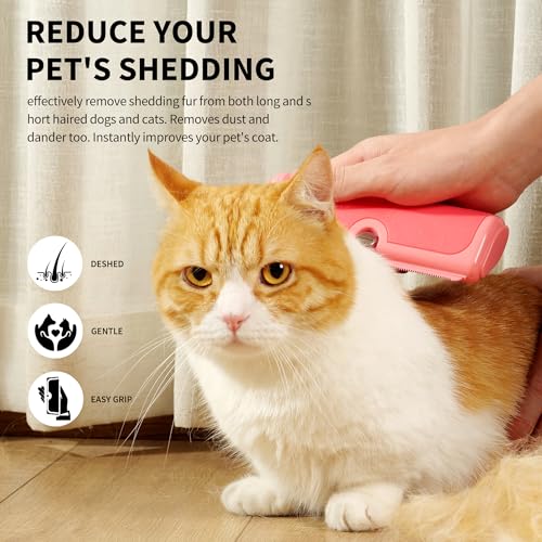 Cat and Dog Deshedding Brush for Shedding, Pink - color: Pink