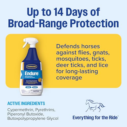 Farnam Endure Fly Spray for Horses, Long-Lasting Fly Repellent, 32 oz Spray - size: 32 oz. Pump Spray