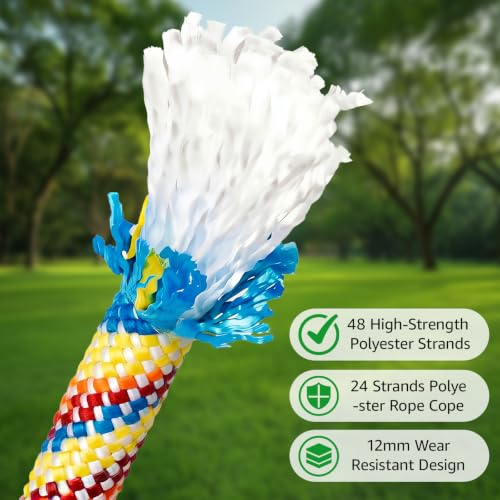 Heavy Duty Tree Swing Ropes with Safer Lock-(2Pack, Rainbow,10FT) - color: Rainbow, size: 120''(10FT)-2 Pack
