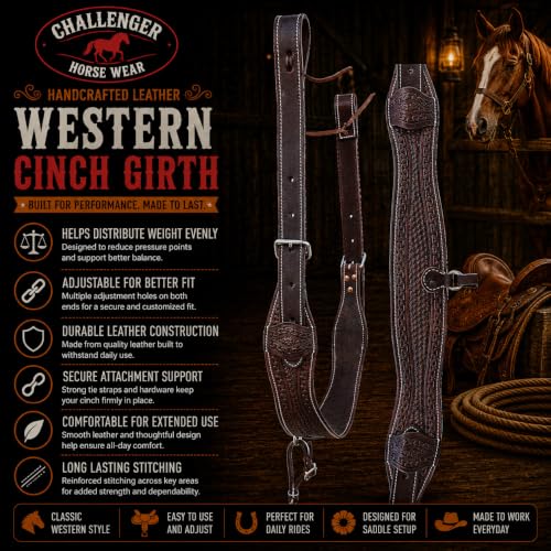 CHALLENGER Horse Western Basket Weave Tooled Leather Rear Flank Saddle Cinch Billets 9779BR
