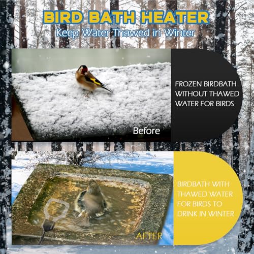 Varesee 500W Chicken Water Deicer, 50Gal for Plastic Waterer, Liverstock Water Heater, Cast Aluminum Submersible De-icer, Bird Bath Deicer with Built-in Thermostat Control