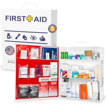 MFASCO OSHA/ANSI 2021 Class B Compliant First Aid Cabinet, Large, 3-Shelf - size: 3 Shelf, style: Standard ANSI/OSHA