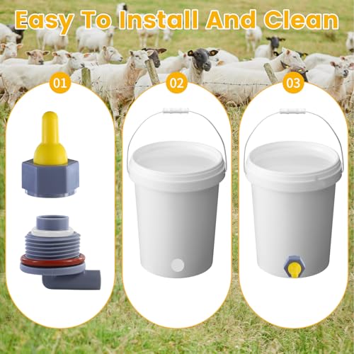 6-Pack Yellow Silicone Lamb Nipple, Sheep, Goat, Animal Feeding & Livestock Teat - Premium Replacement for Orphaned Lambs, Kids, Piglets, Durable & Bite-Resistant（Does not Include Barrel）