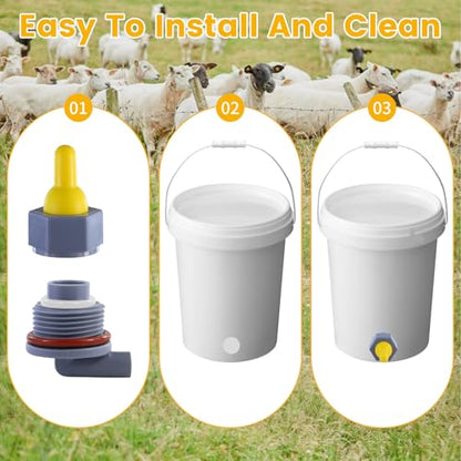 6-Pack Yellow Silicone Lamb Nipple, Sheep, Goat, Animal Feeding & Livestock Teat - Premium Replacement for Orphaned Lambs, Kids, Piglets, Durable & Bite-Resistant（Does not Include Barrel）