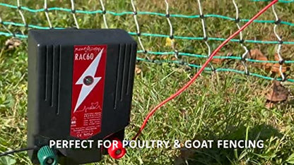 RentACoop 42" Electric Anti-Predator Poultry Fence and 0.6 Joule Plug-in Electric Fence Energizer Bundle