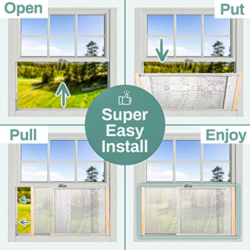 Home Intuition 2-Pack Adjustable Horizontal Window Screen 21-37 inches Wide, 7 Inch High, Bug and Mosquito Netting, Replacement WindowScreen for Kitchen Windows, RV Camper, Dorm Ventilation - size: 7" High x 21" - 37" Wide