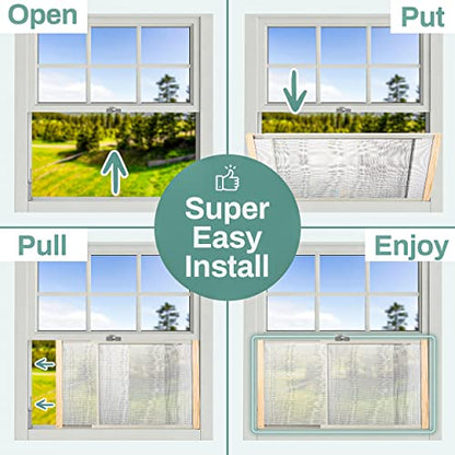 Home Intuition 2-Pack Adjustable Horizontal Window Screen 21-37 inches Wide, 7 Inch High, Bug and Mosquito Netting, Replacement WindowScreen for Kitchen Windows, RV Camper, Dorm Ventilation - size: 7" High x 21" - 37" Wide