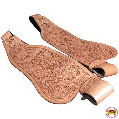 HILASON Tan Leather Saddle Fender Pair with Hobble Strap - color: black