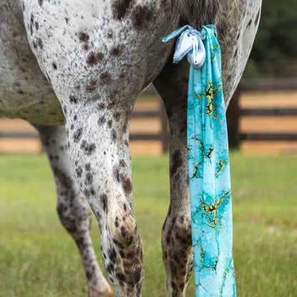Jeffers Lycra Horse Tail Bag 24" – Stretchy Lycra Material, Breathable Tail Protector, Fast Drying Fabric, Braided Ties, Tail Wrap Cover for Grooming, Stable, Travel & Show Ready Use - Bisbee Blue - color: Bisbee Blue