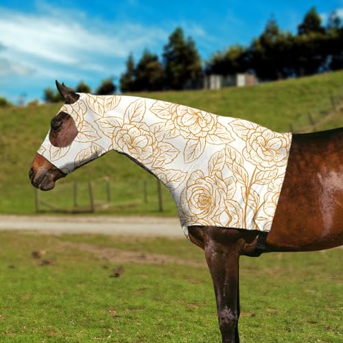 Zippered Horse Stretch Hood Without Ears, M（Flower） - color: flower, size: M-1Pack