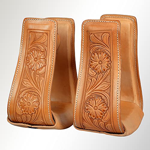 HILASON Horse Western Saddle Stirrup Leather Floral Stirrups Pair | for Barrel Racing Horses