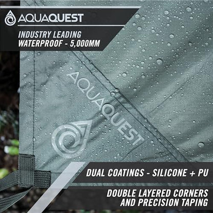 AquaQuest Guide Tarp – Ultralight Waterproof (5,000 mm) Seam-Taped 40D Ripstop Rain Fly for Backpacking, Stealth Camping & Thru-Hiking - color: Stealth Gray, size: 13 x 10 ft