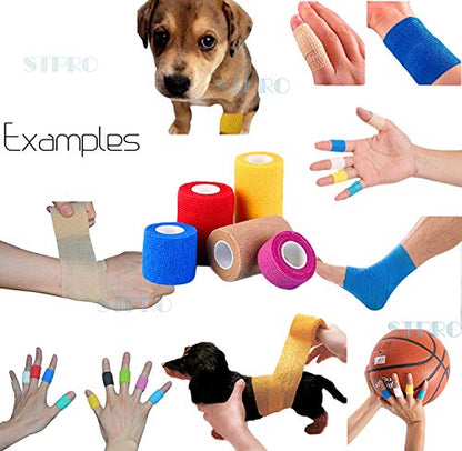 4 Inch x 12 Pack Self-Adhesive Bandages - 5 Yards, Sterile, Breathable, Latex Free, Ideal for Ankle, Wrist, Sprains, Purple - color: Purple, size: 12Rolls