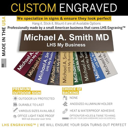 Custom Name Plate for Desk, Brown with White Lettering, 2x8 - color: B25 - Brown & White Lettering