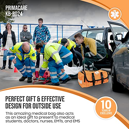 Primacare KB-RO24 Empty First Responder Bag, 16"x8"x7", Professional Compartment Kit Carrier for Trauma and Emergency Medical Supplies, Orange