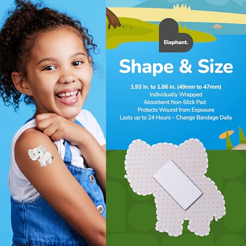 BioSwiss Bandages, Elephant Shaped Self Adhesive Bandage, Latex Free, Sterile Wound Care, 50 Count - size: 50-Count Tin, style: Elephant