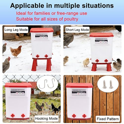 3 Gallon Heated Chicken Waterer, Chicken Water Heater with Thermostat Control,Winter Anti-Freezing Poultry Drinking Water Heater,Hanging/Standing