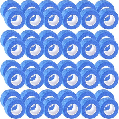 IndigoCase 48 Pack Self Adhesive Bandage Wrap 1 Inch x 5 yd Elastic Tape - color: Blue, size: 1 Inch - 48 Pack