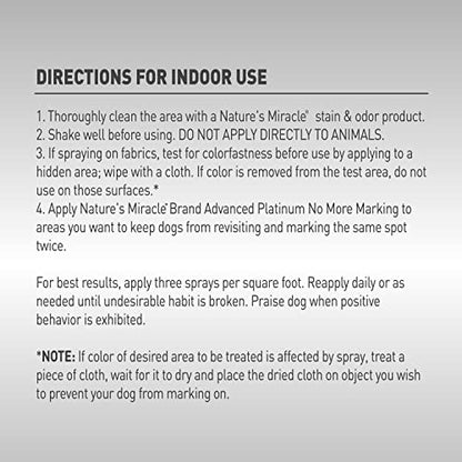 Nature's Miracle Advanced Platinum No More Marking Training Spray, 24 oz | Prevents Dogs from Marking the Same Spot, For Indoor Training, Safe For Pets and Home*, Repels With Essential Oils - size: 24 Fl Oz (Pack of 1)