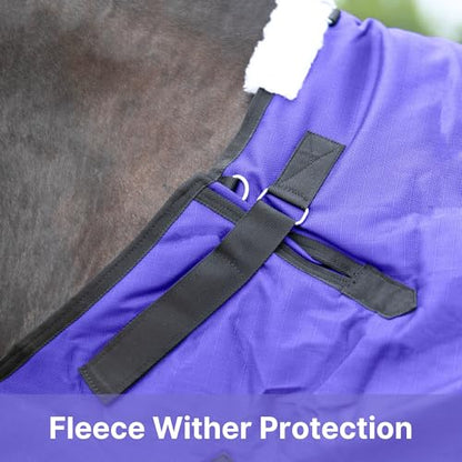 RESISTANCE Premium 1200 Denier Waterproof Horse Turnout Blanket with 300g Polyfill & Adjustable Buckle Closure - color: Purple, size: 84"