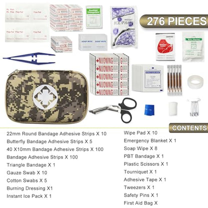 First Aid Kit 276PCS Car Home Camping Essentials Camouflage Emergency Kit AMORNING - color: Camouflage-276pcs