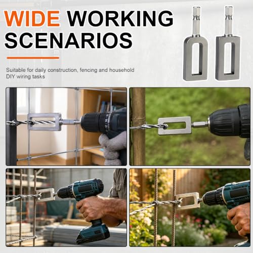 Electric Drill Wire Twisting Tool – 2PCS Heavy Duty Wire Twister Set, 1/4" Hex Shank Fast Twisting Tool for Fencing, Rebar Tying & Construction (9# & 11#)